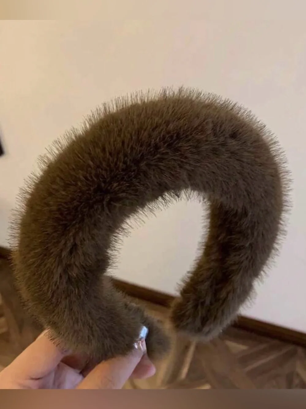Plush Brown Fuzzy faux fur Headband